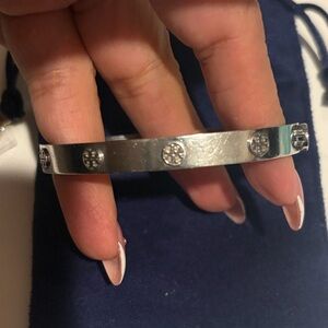 Tory Burch Elegant Silver Bangle Bracelet